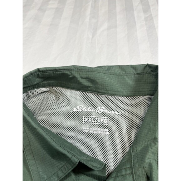 NWT Eddie Bauer Men's Relaxed Fit Short Sleeve Tech Woven Shirt Green Size XXL - Picture 3 of 9